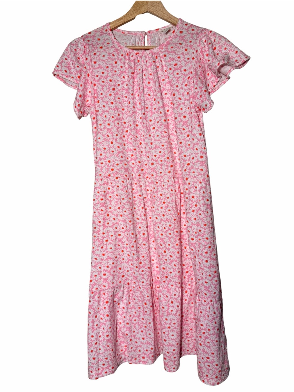 Crewcuts Pink Daisy Print Flutter-Sleeve Dress